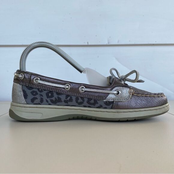 Sperry Top-Sider Animal Print Leather Boat Shoe STS93635 Silver Women’s 7M - Picture 5 of 10